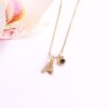 Collar Inicial Strass Punto de Luz Azul