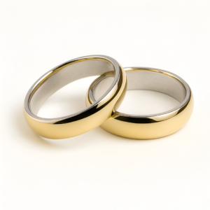 Alianzas Media Caña Plata con lamina de oro 18k
