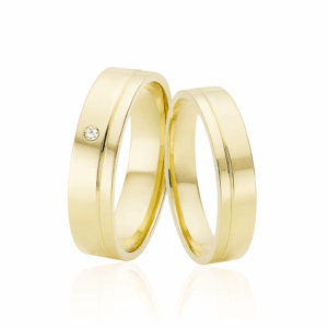 Aros Cinta linea y Brillante de Oro