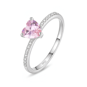 Anillo corazon rosado strass