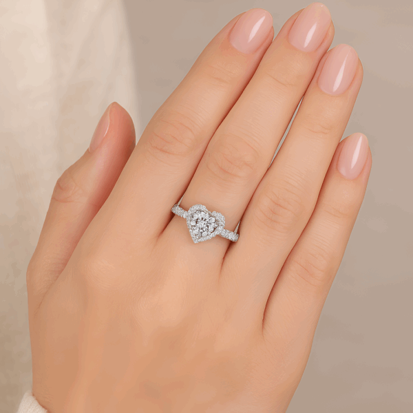 Anillo Heart Halo Moissanita - Imagen 3