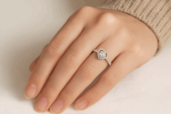 Anillo Heart Halo Moissanita - Imagen 2