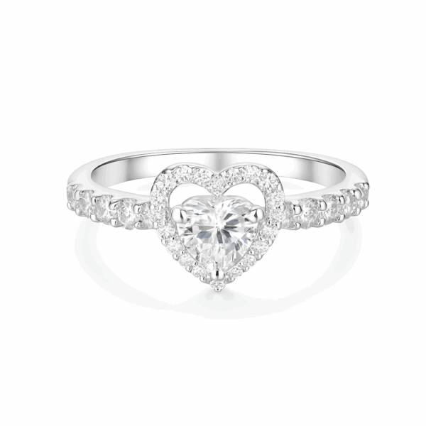 Anillo Heart Halo Moissanita