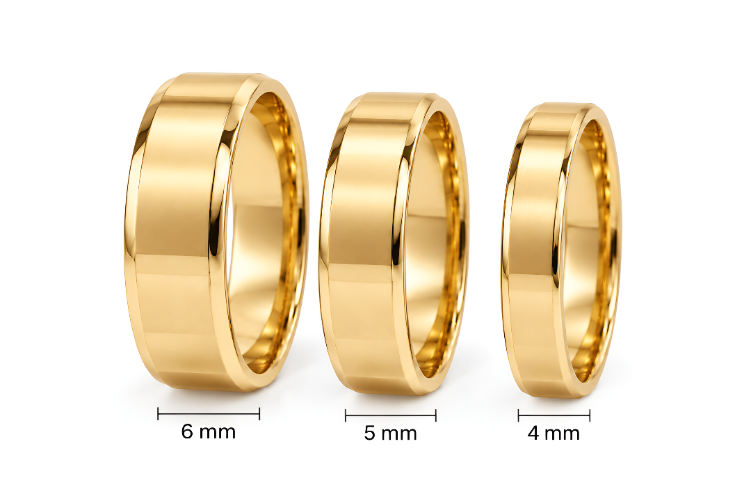 Alianzas acero inoxidable cinta biselada Dorado - Imagen 2
