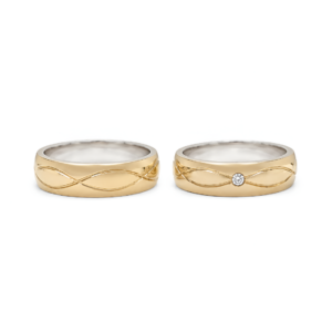 Alianzas Ondas Plata con lamina de oro 18k