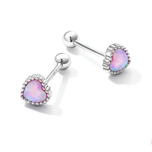 Arete corazon opalo rosa