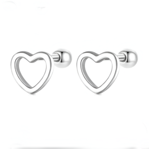 Arete corazon hueco calado plata
