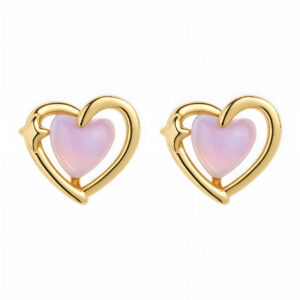 Arete Corazón Rosa