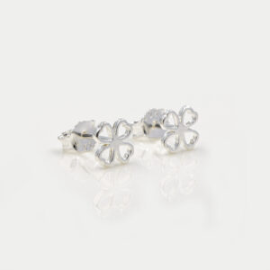 Aretes Trebol Flor Plata