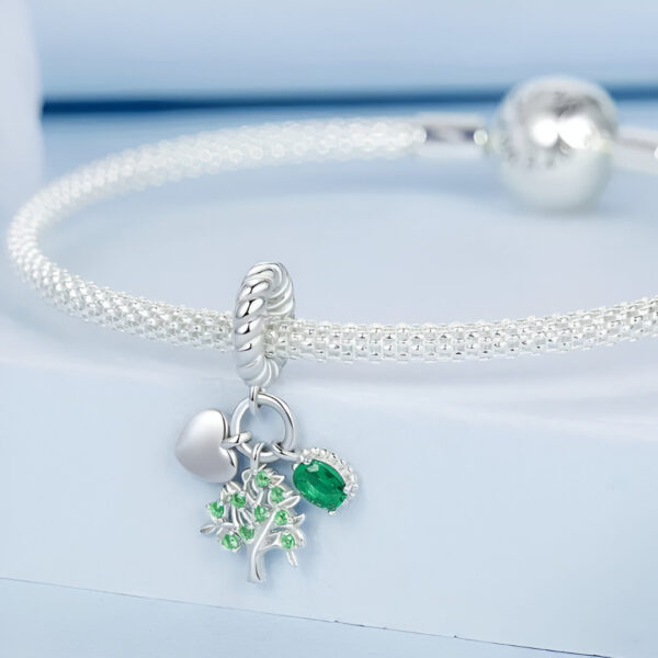 Charm arbol de la vida verde, corazon y oval verde - Imagen 2