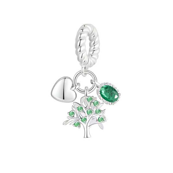 Charm arbol de la vida verde, corazon y oval verde