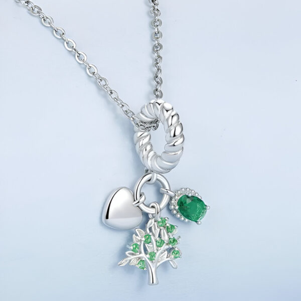 Charm arbol de la vida verde, corazon y oval verde - Imagen 4