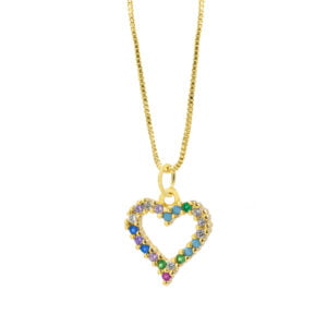 Collar Corazón Strass Rainbow