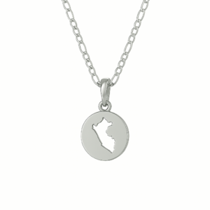 Collar mapa redondo plata