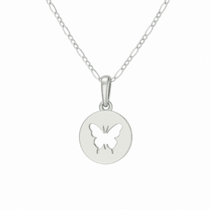 Collar mariposa redonda plata