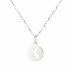 Collar mapa redondo plata