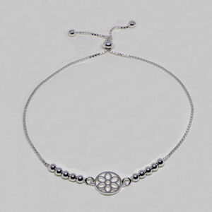 Pulsera flor ajustable plata