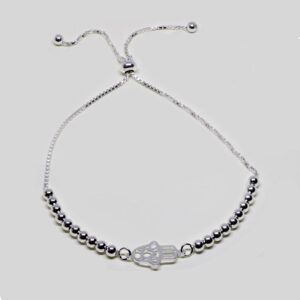 Pulsera mano hamsa ajustable plata