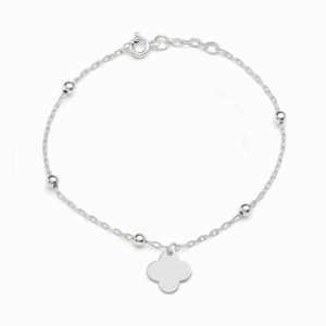 Pulsera flor bombitas plata