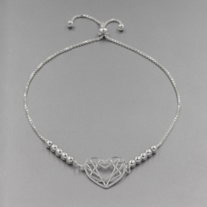 Pulsera corazón rayas plata
