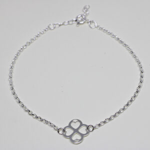 Pulsera flor de corazones plata