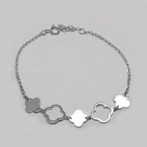 Pulsera flores intercaladas plata