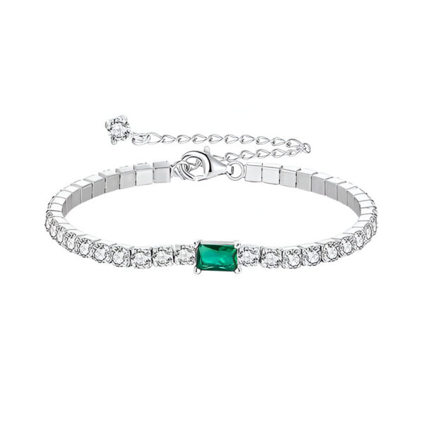 Pulsera Tenis verde corte esmeralda