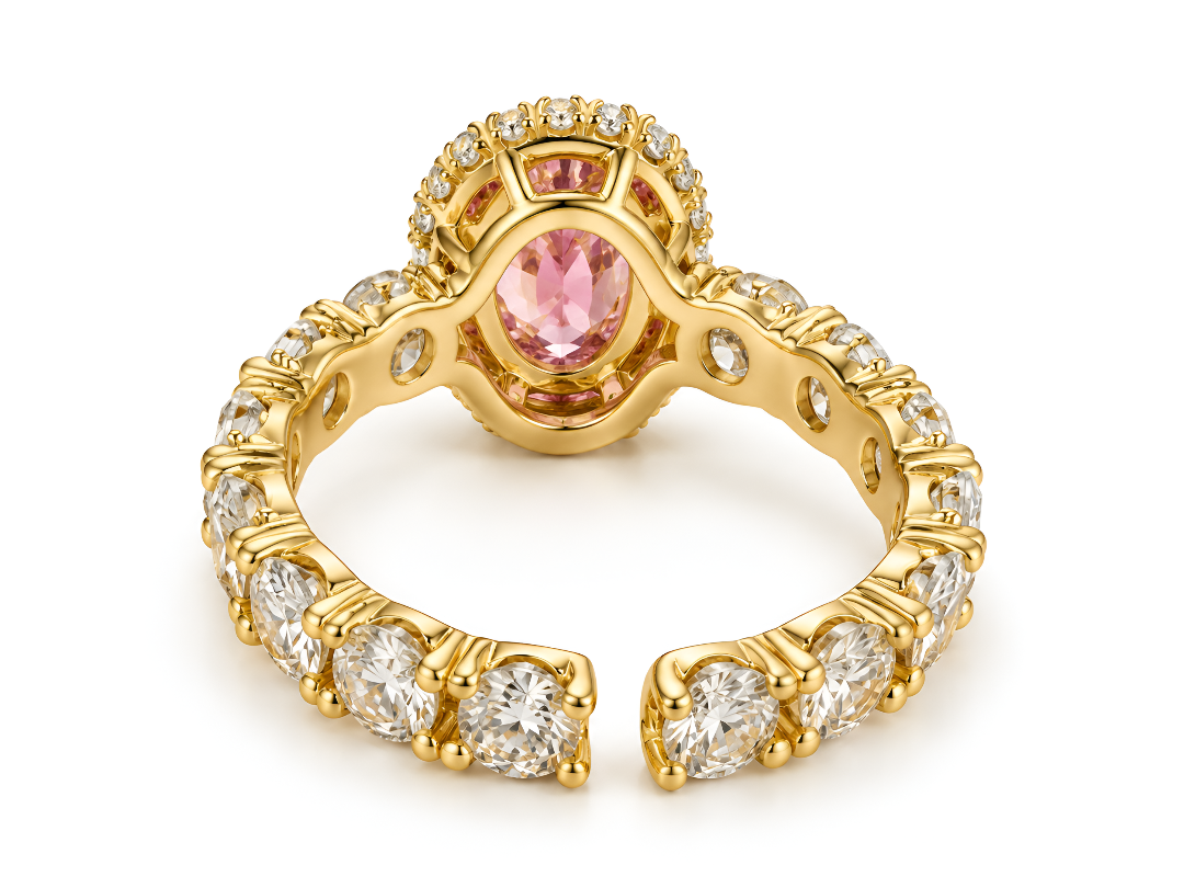 Anillo de Promesa Oval con laterales ovales rosa - Imagen 2