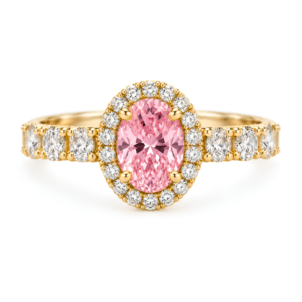 Anillo de Promesa Oval con laterales ovales rosa
