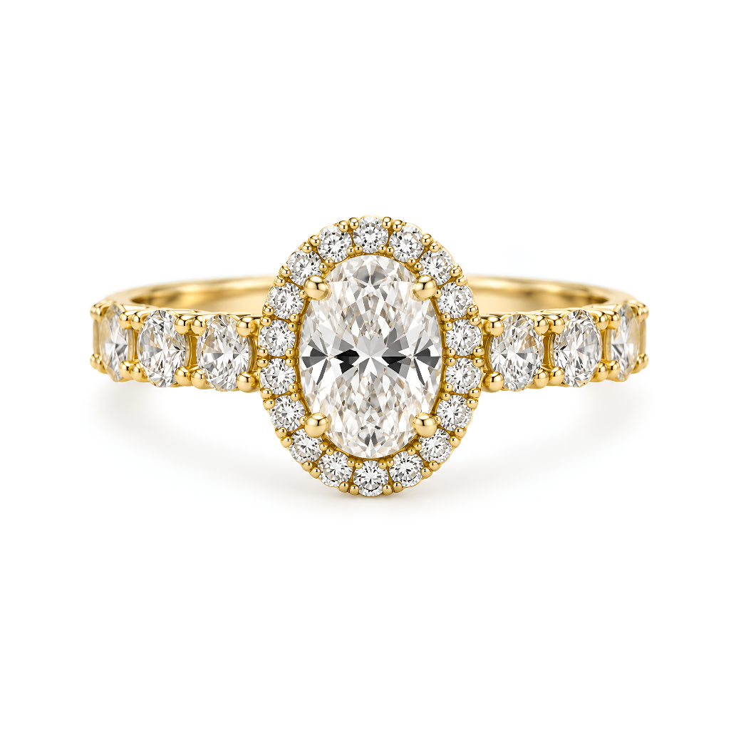Anillo de Promesa Oval con laterales ovales