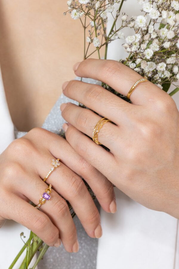 anillos bañados en oro para mujer promesa