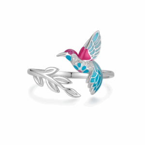 Anillo Colibrí Azul-Rojo