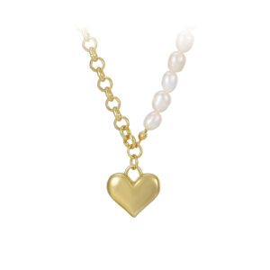 Collar Corazón Bombeado Media Perla