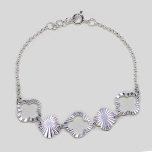 Pulsera flores diamantadas plata