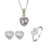 Set corazon blanco plata